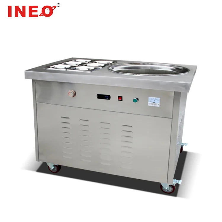 Hot Sale Commercial Price Turkey  Philippine Thailand Single Flat Pan Roll Fry Ice Cream Thai Fried Ice Cream Machine