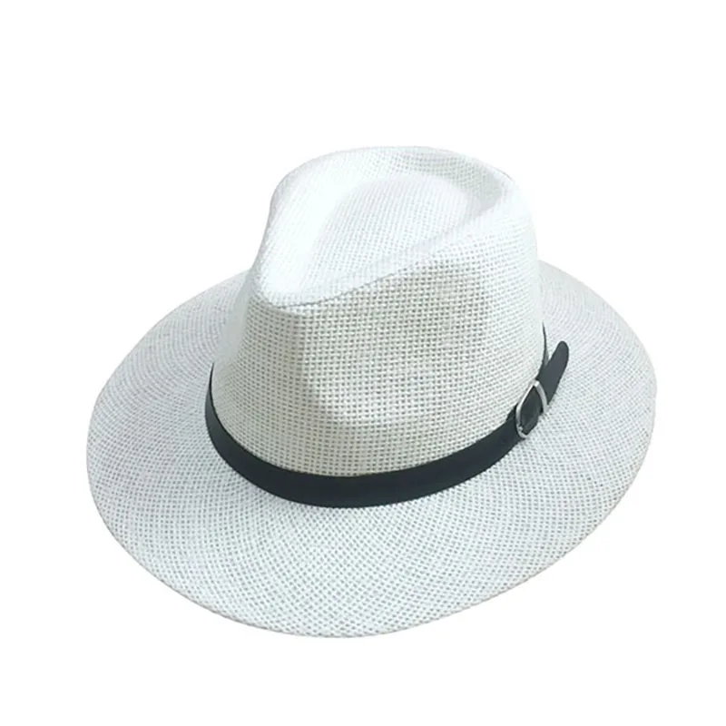 Plain Color Panama Straw Hats Fedora Soft Men Women Stingy Brim