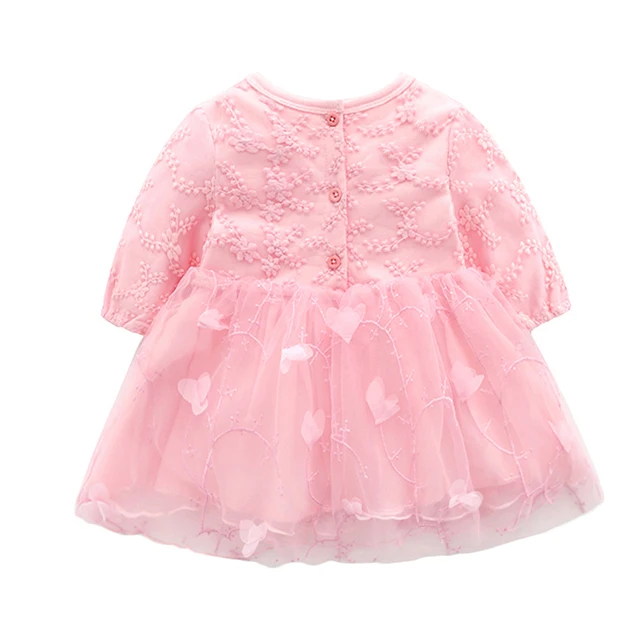 Простые цветные комплекты одежды в стиле принцессы для младенцев и малышей Детские платья в подарок на день рождения, хлопковое платье с длинным рукавом для маленьких девочек