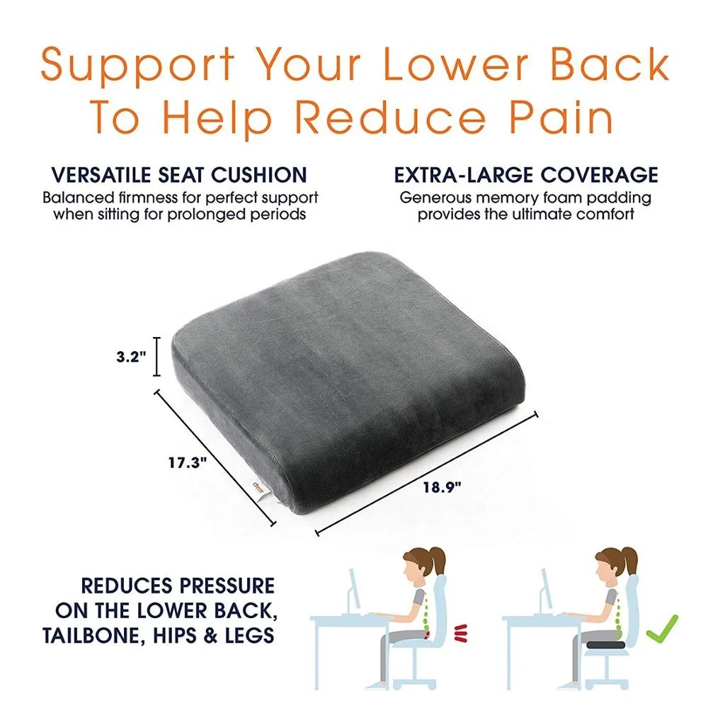 Путешествия коврики очень большой пены памяти сиденье подушки идеально подходит для офисного стула и инвалидной коляске не скользит