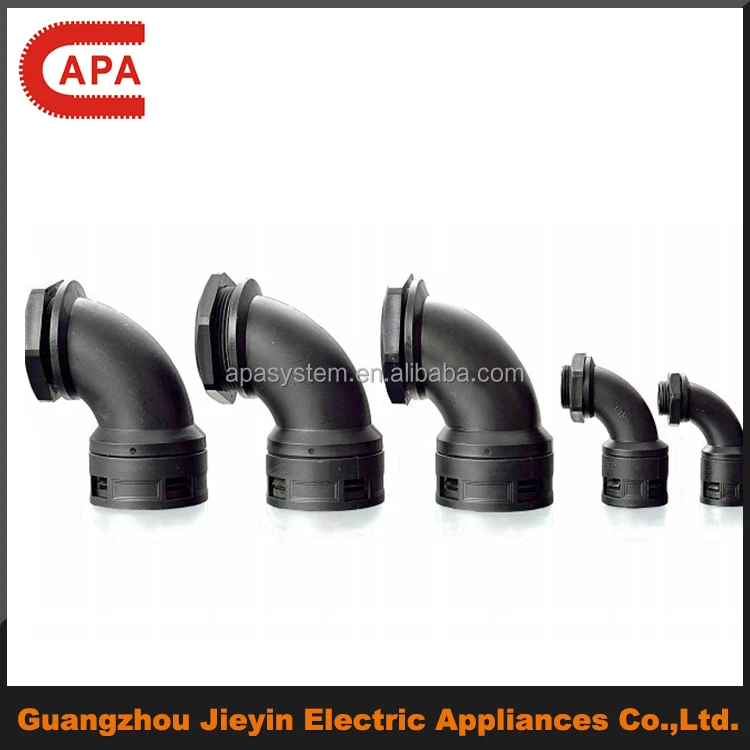 
90 angle elbow PA6 plastic connector for electrical hose pipe 
