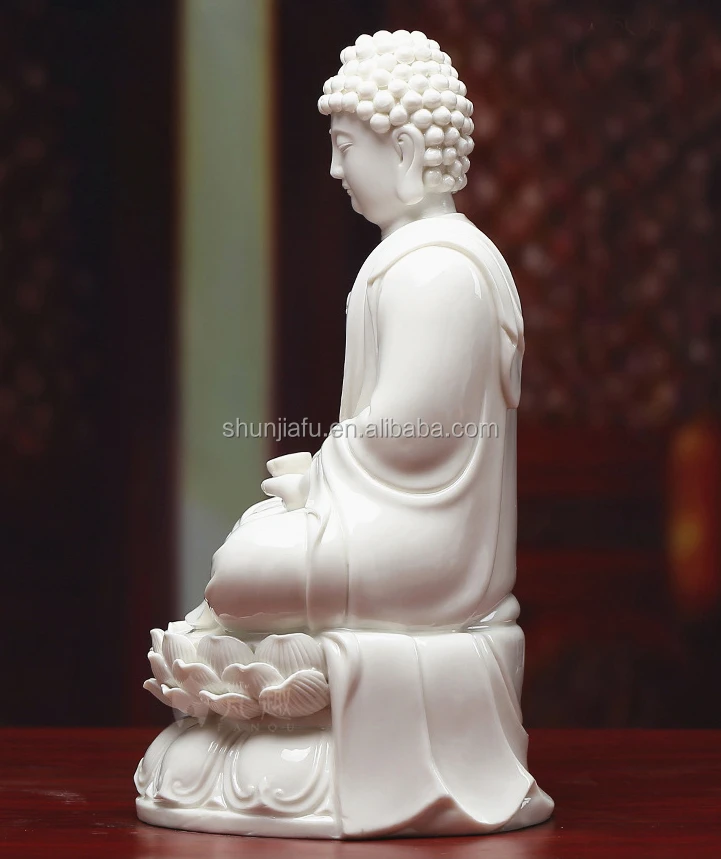 Pure White Wholesale Religious Crafts Statue Porcelain Figurine Ceramic Laughing Buddha