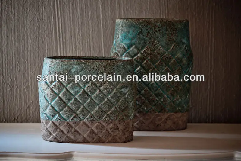 MM94 shabby chic ceramic pots home decorations turquoise