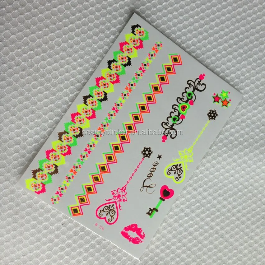 Environmental ink temporary tattoos china tatoo fluorescence body Tattoo Sticker