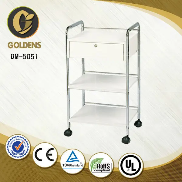 good quality beauty salon trolley wooden stainless steel trolley with CE