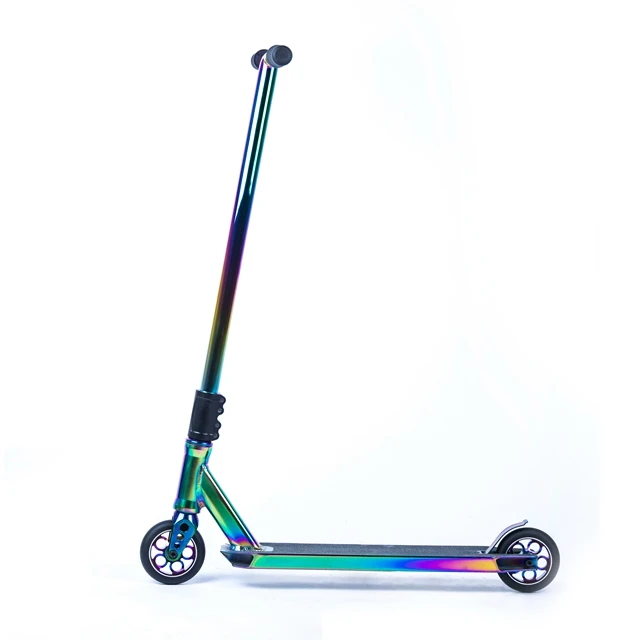 Профессиональный алюминиевый самокат для фристайла, профессиональный самокат, Радужный нео-хром трюковый самокат