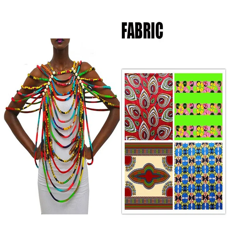 African Ankara Necklaces Jewelry Conversion Piece Rope Necklace Shawl Tribal African Beads Handmade Jewelry Necklace WYX26