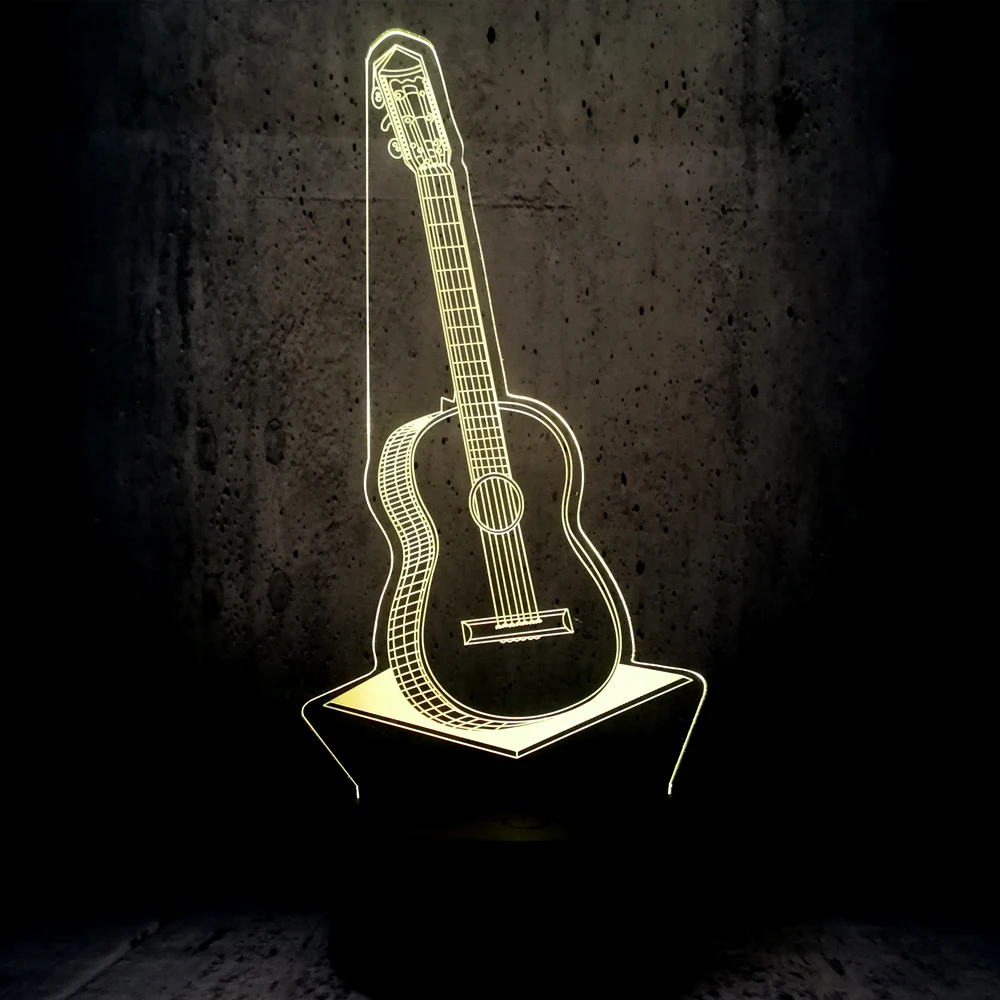 Creative POP Country Music Guitar 3D USB LED Lamp 7 Color Change RGB Night Light Bedroom Decor Lighting Musical Instruments