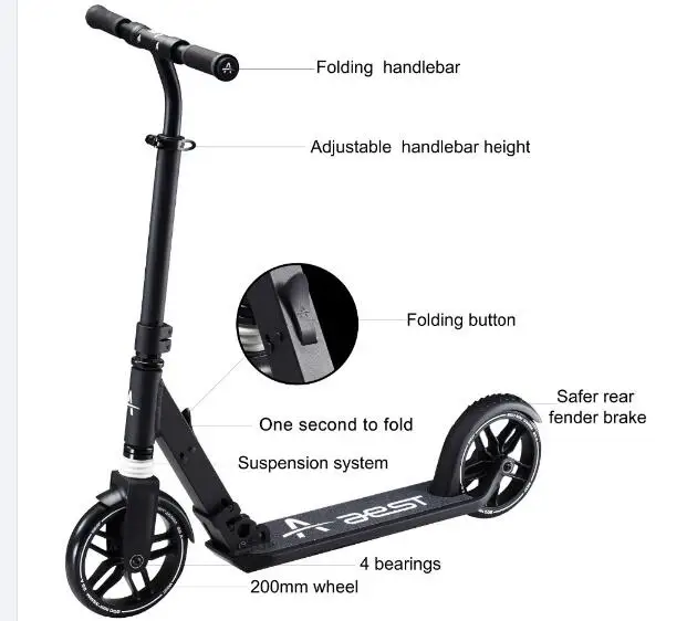 hot sale lightweight easy folding  two wheel Adult Scooter
