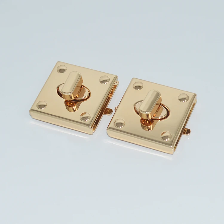 Best selling handbag fitting accessories square shape  metal bag twist turn lock for leather bags