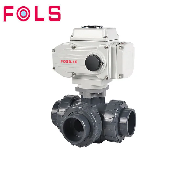 electric control 50mm 2 inch pvc 3 way ball valve