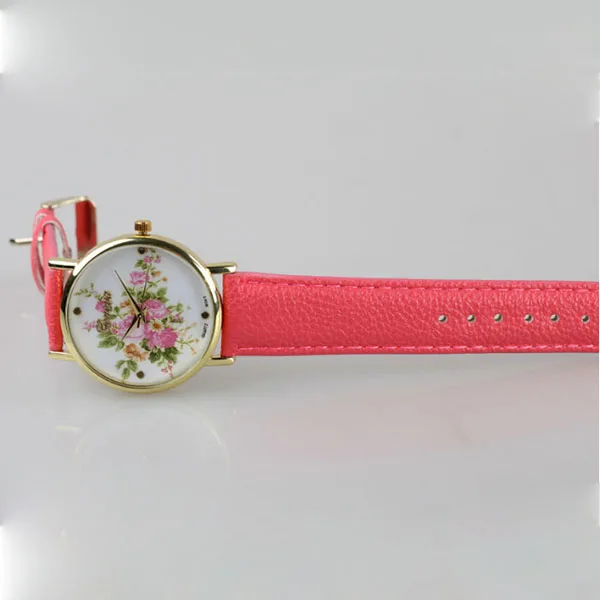 orologio donna Hot Leather Wrist Watches Flower Rose Pattern Watches For Women Gift Fashion Casual Wristwatch