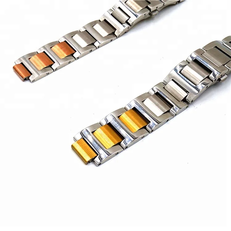 
Hot sale sliver mid gold wrist removable stainless steel watch strap with butterfly buckle strap for cartier watch 