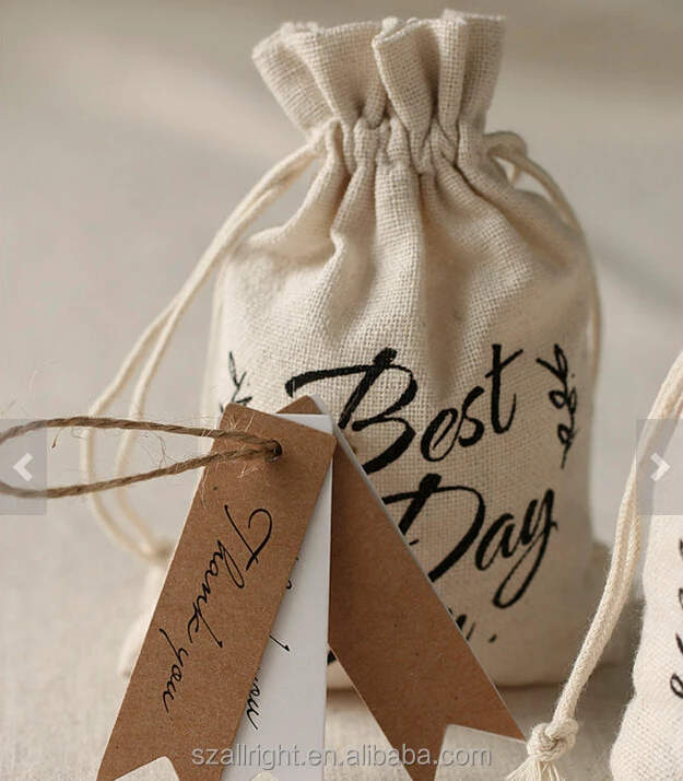 muslin cotton fabric gift bag for gloves drawstring pouch wholesale