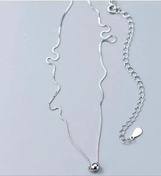 
SN104-014 Halo women 925 sterling silver simple single 4mm beads box chain choker necklace 