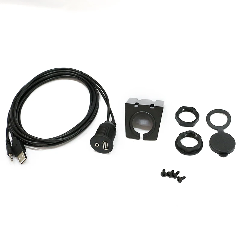 shielded car dashboard panel mount speaker USB A 3.5mm female to USB A 3.5mm male aux audio stereo power extension cable for car