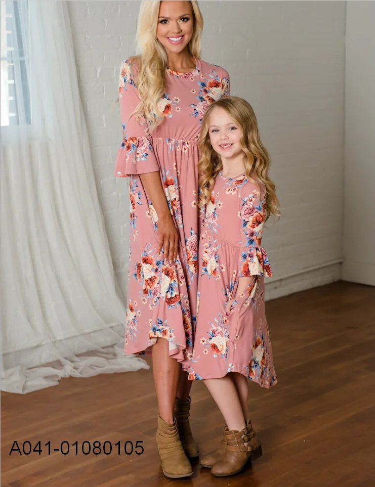 Hot new products mother daughter matching dress lady fashion dress dress for mother and daughter for sale