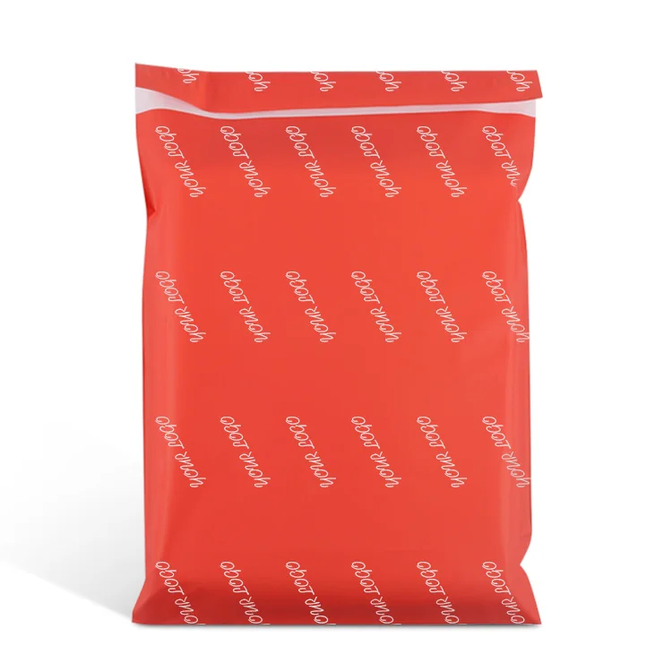 wholesale custom printed red matt polythene envelope mailing courier packaging bags for webshop