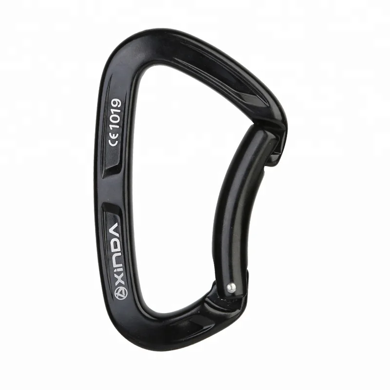 XINDA manufacturer direct supply 25kN CE UIAA bent gate 7075 aluminum carabiner  for climbing