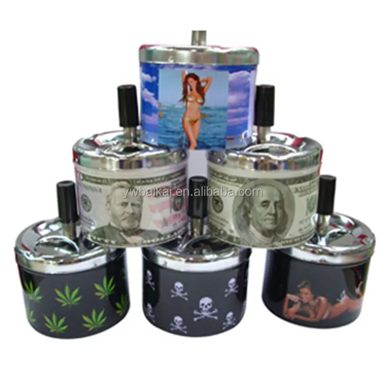 Жесть Вращающийся Пепельница с Крышкой Фильм Плакат Pattern Пользовательские Круглая Пепельница