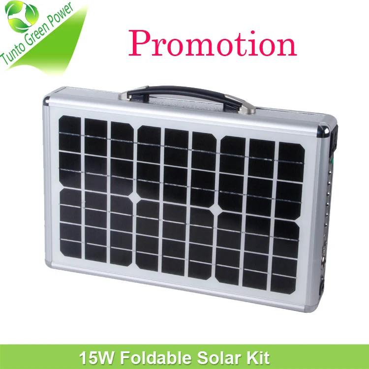 Portable Foldable Suitcase Solar Panel Kit with Battery Inside 15W