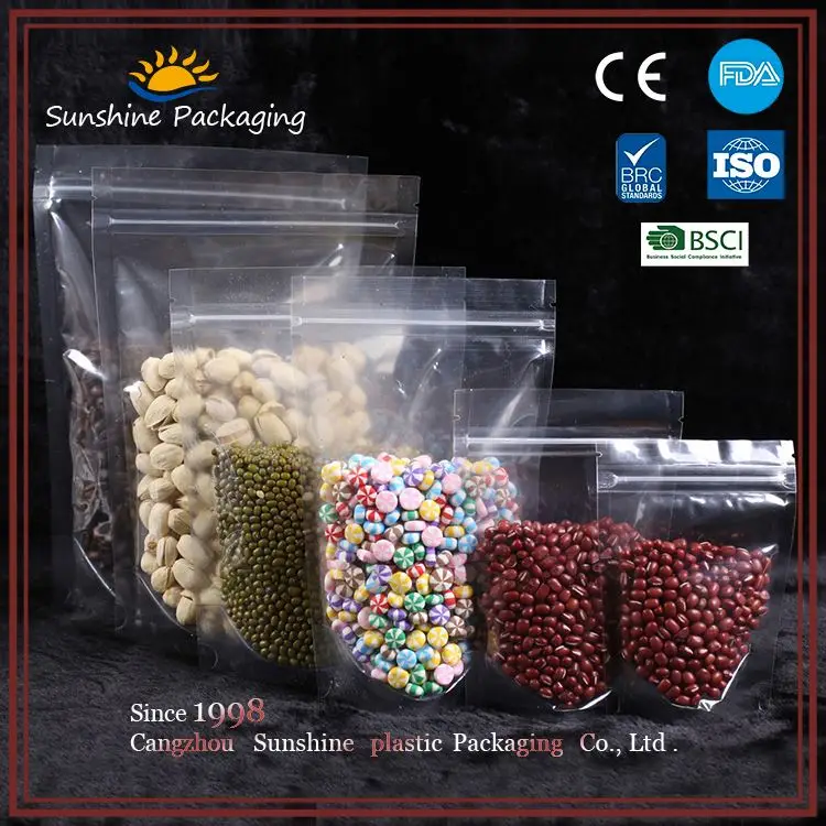 Clear plastic pvc plastic candy bag for fresh food storage reusable freezer