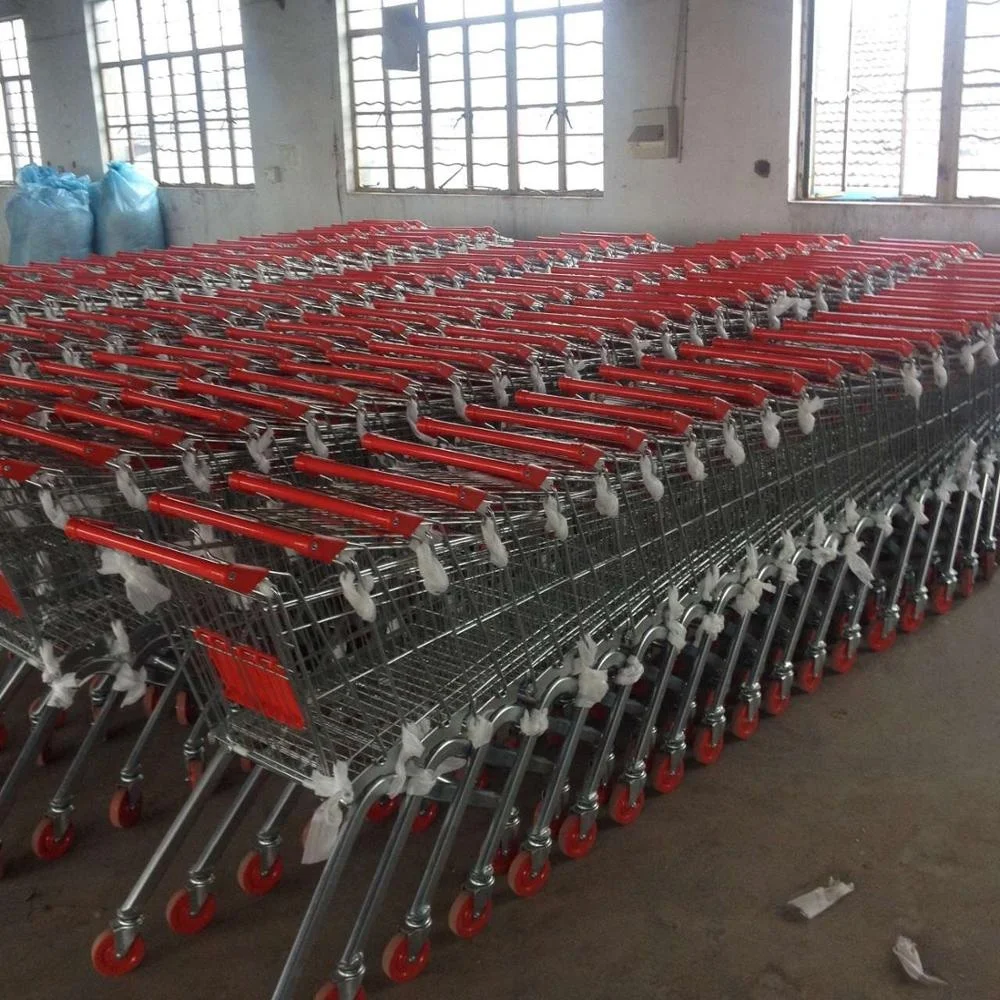 Customized RAL colors 60 Liters metal European style supermarket shopping cart trolley