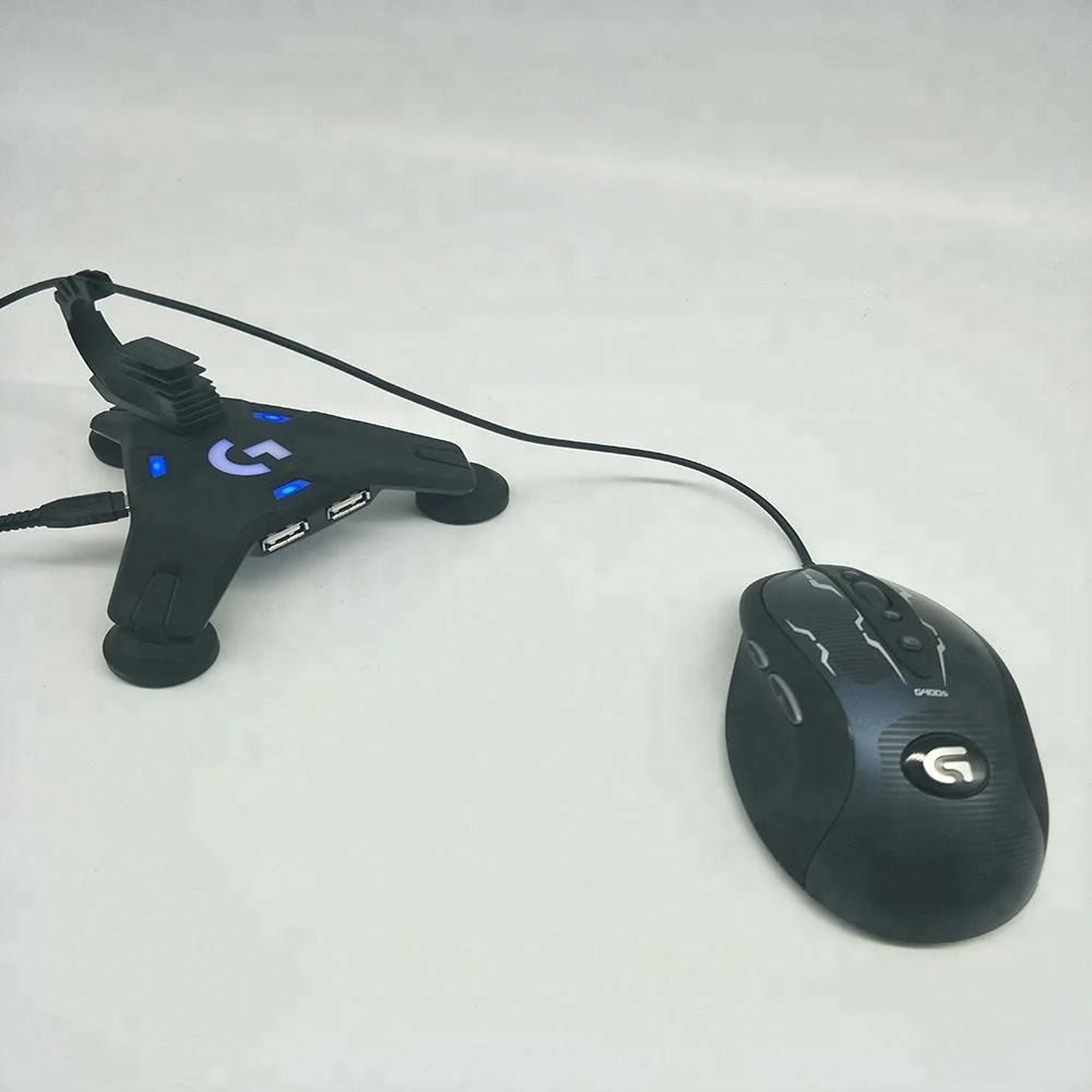 Logitech Mouse Gaming Mouse Cord Controller 4 port USB HUB Computer desktop assistant Mouse Wire clip