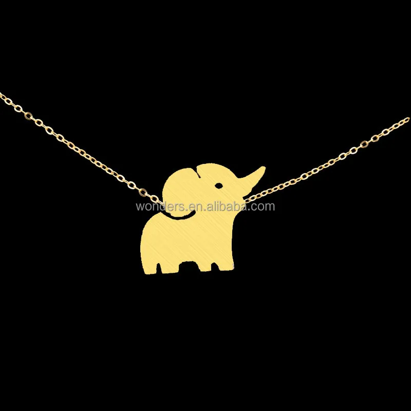 Wholesale Cute Babay Elephant Necklace Gold Silver Plated Stainless Steel Women Fashion Jewellery Elephant Pendant
