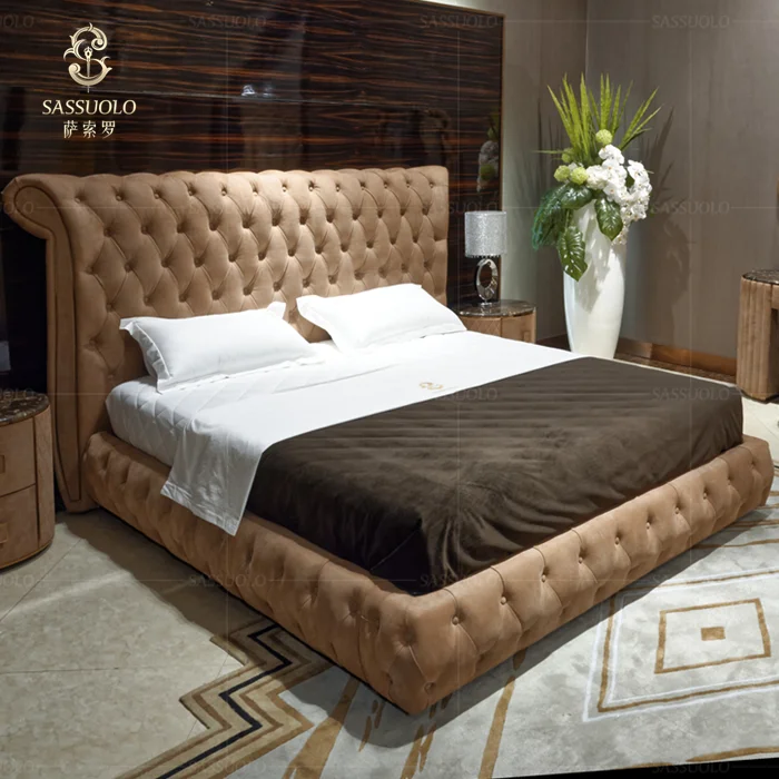
sassuolo Luxury bedroom furniture fashion button cloth art double bed high quality products hot selling furniture 