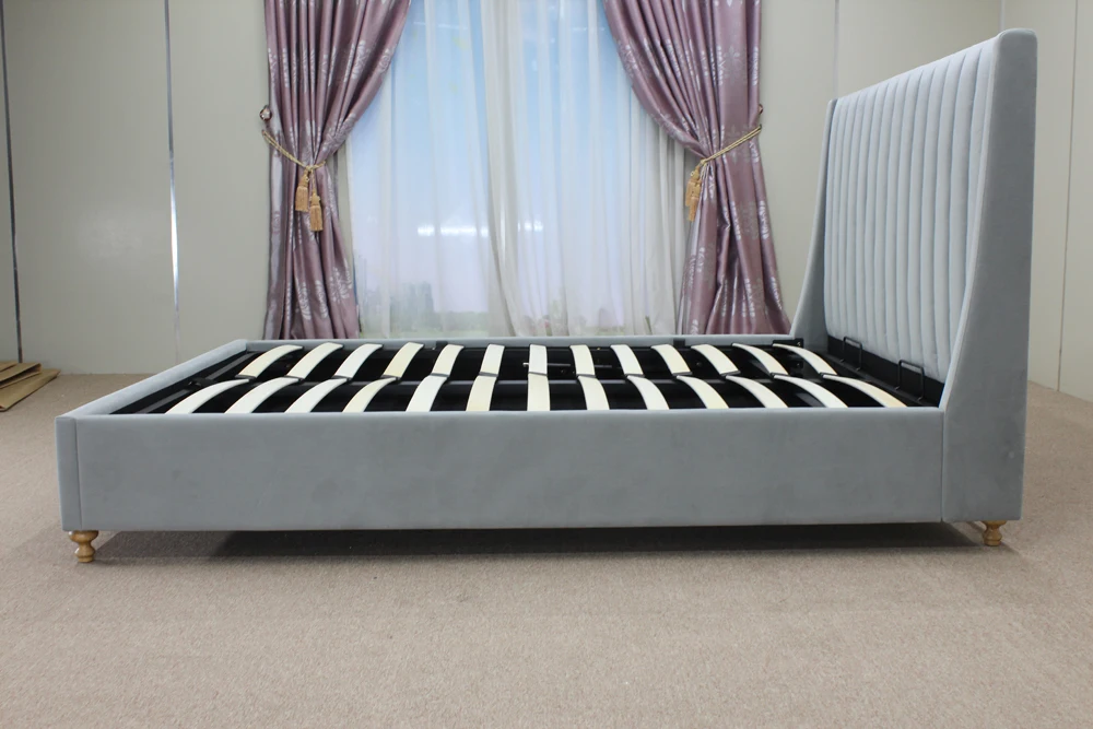 Hydraulic Lift Up Storage Upholstered Fabric Bed