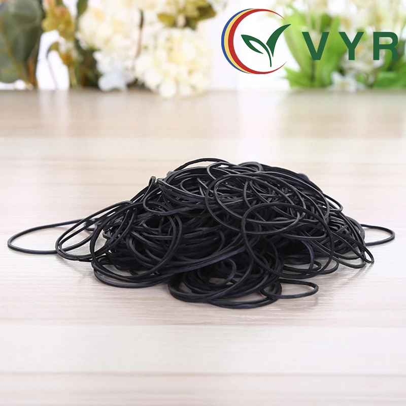 Mini around 32x0.9cm diameter black heat resisting natural rubber elastic silicone hair band rubber band