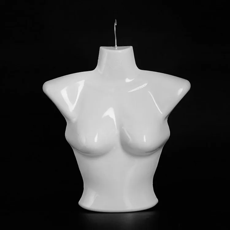 XINJI Wholesale Fashionable Female Plastic Half Body Form Mannequin Black With Metal Hook