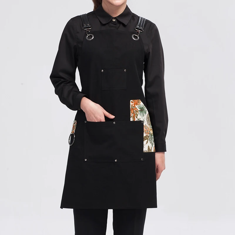 Тематическая униформа официанта в ресторане, униформа официанта в кафе, джинсовый фартук из джинсовой ткани, фартук бариста с узором в стиле пэчворк