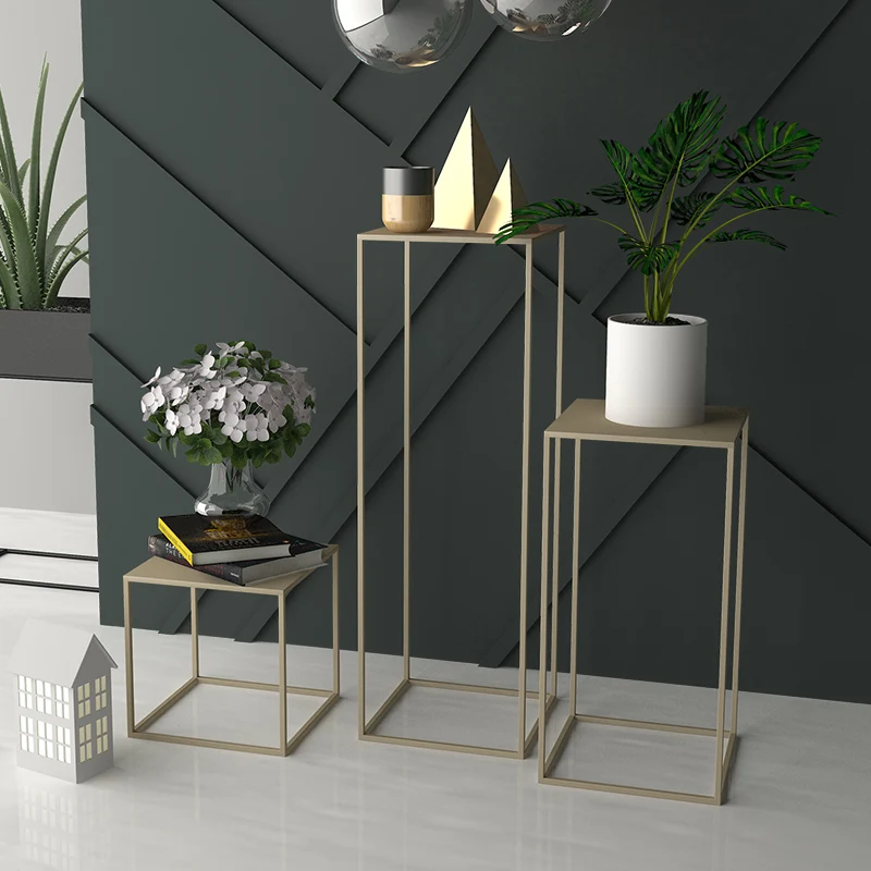 Wholesale set of 3 indoor outdoor garden free standing floor metal iron flower plant pot stand for home decor