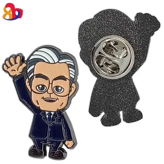 Professional Custom Leader Celebrity Zinc Alloy Cartoon Pattern White Hair Men Lapel Pin