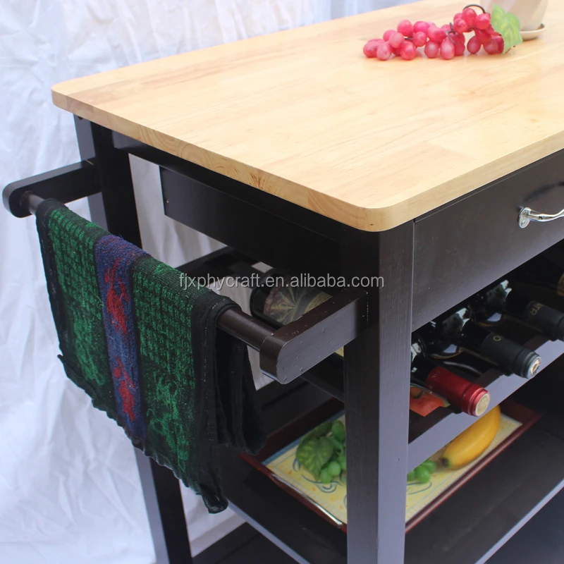 
MDF kitchen island trolley cart on wheels with storage cabinet 