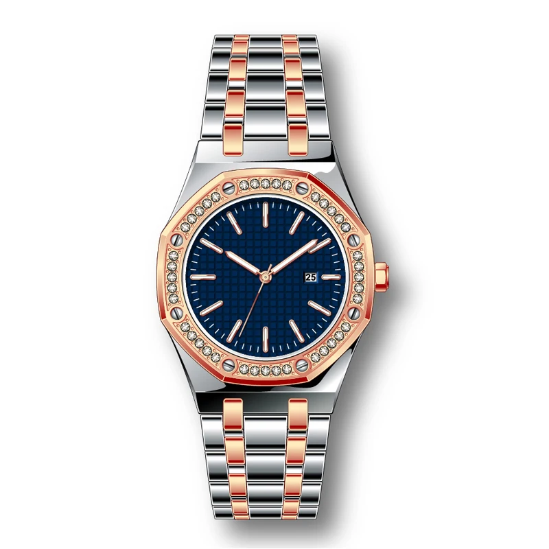 Fashion diamond stainless steel mens watch