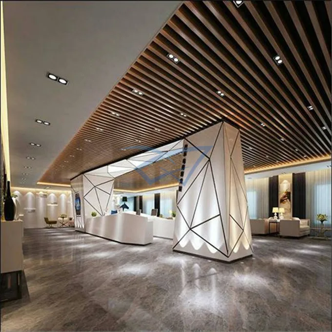 Hot sale wood grain square box ceiling metal aluminum ceiling box-baffle ceiling design