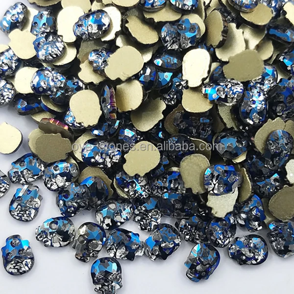 Factory direct sales excellent quality nail art skull head shape crystal stone