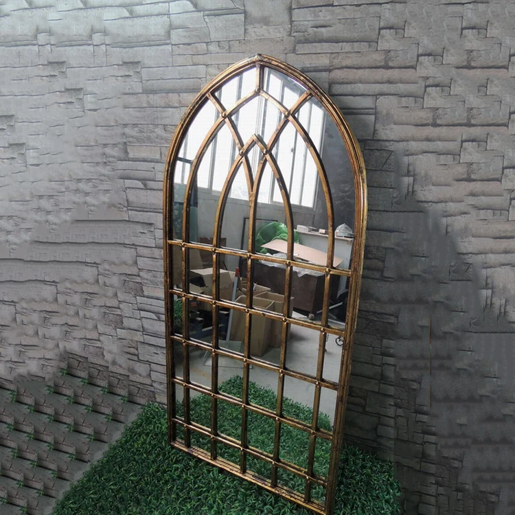 Large Arch Rustic Wrought Iron Wall Decoration Frame Mirror