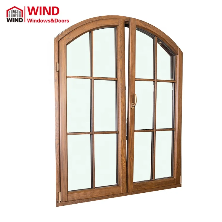 Aluminum Wood Door and Window Grill Design Arch Shaped Windows