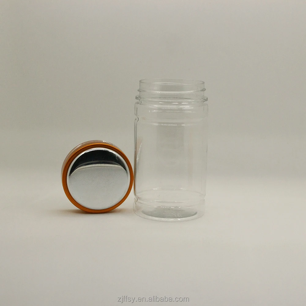 Aluminum lid 200ml airless saffron storage bottle  medecine pet plastic bottle capsule jar container