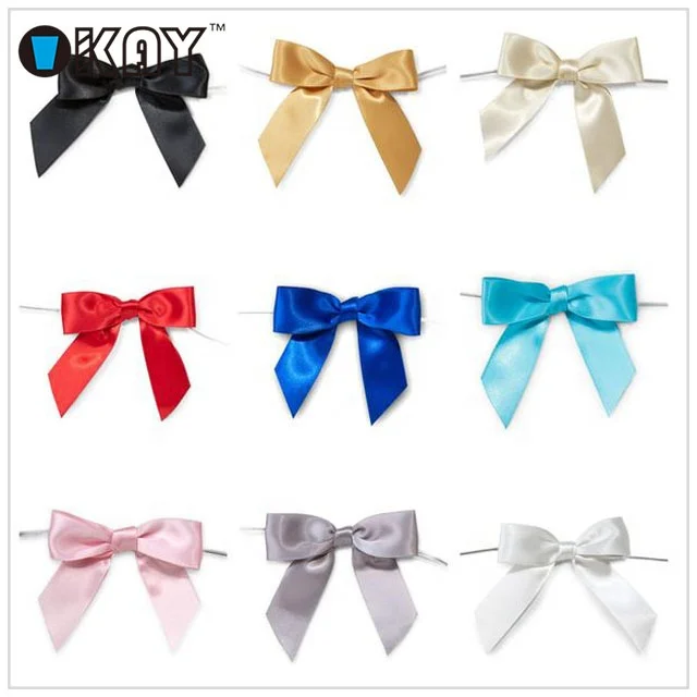 Розовые маленькие ленточные банты с проволочным твист-галстуком для упаковки мешков для конфет