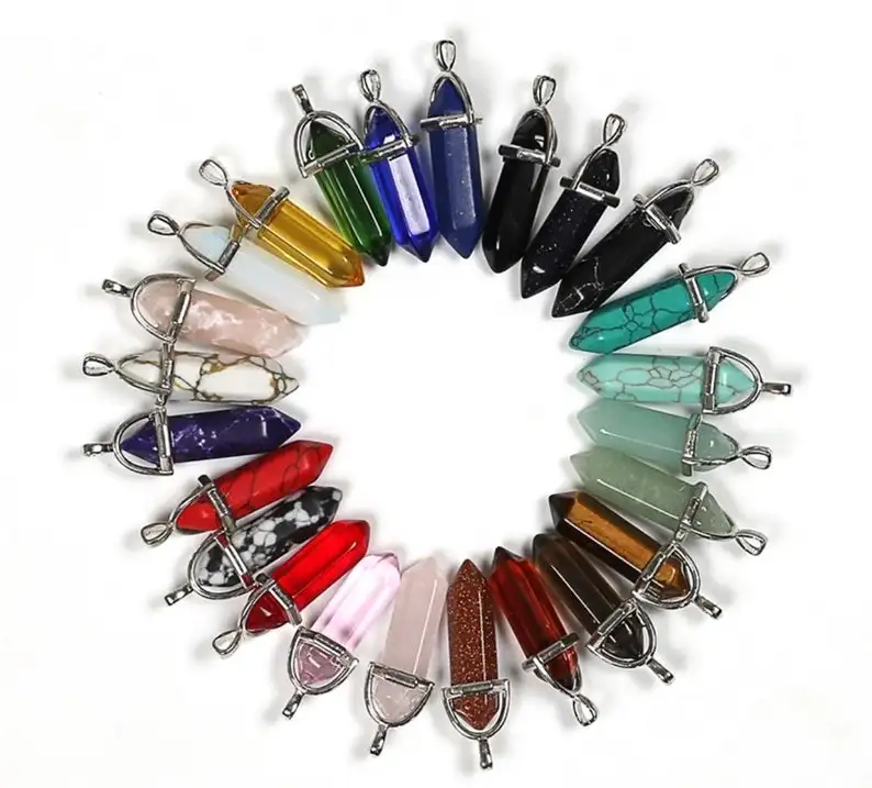 Healing Crystal Pendant Boho Hippie Crystal Point Pendant.