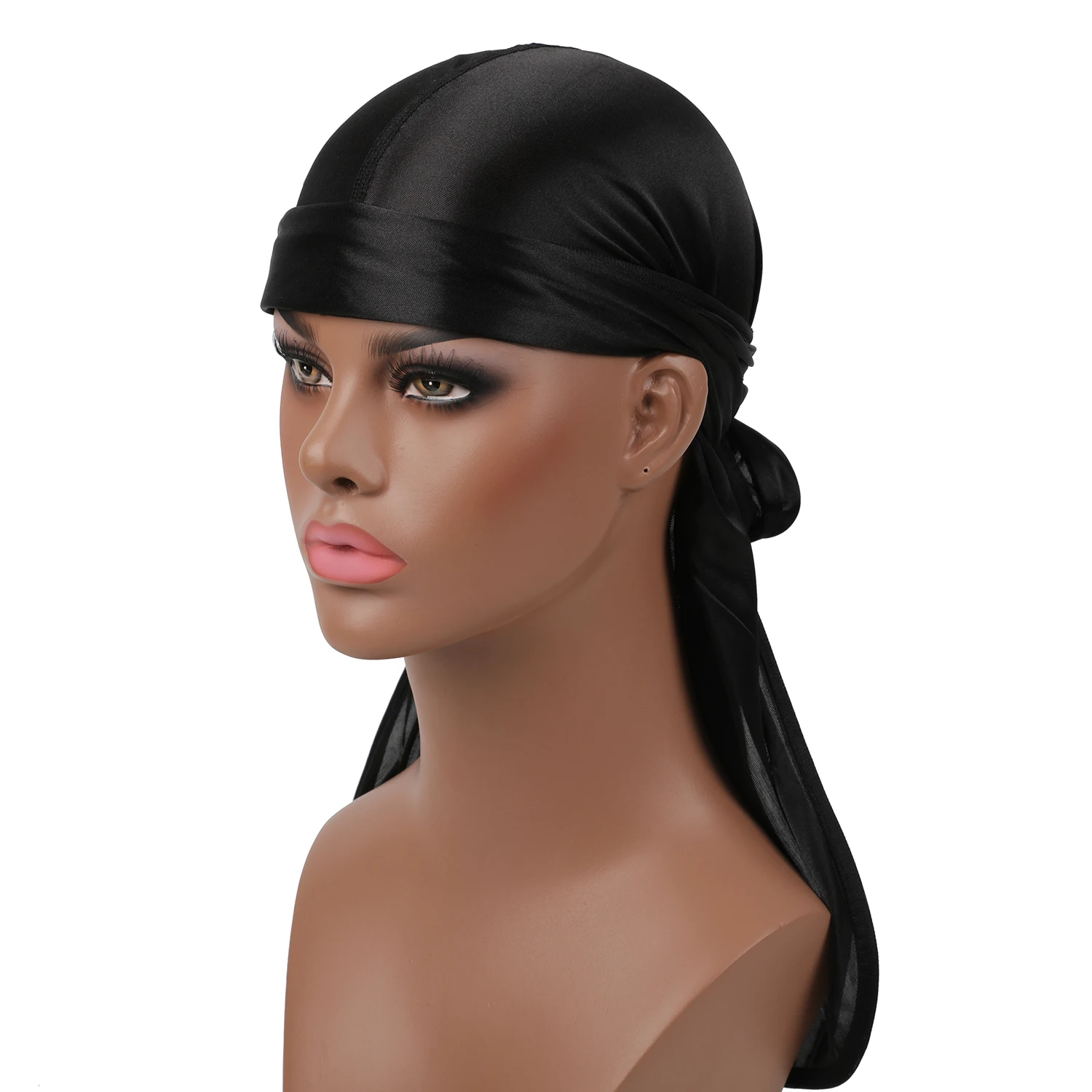 Novos homens da Moda Cetim Headwear Tampo Do Crnio do Motociclista Bandana Durags Homens Doo Rag Durag Sedoso Chapu Turbante