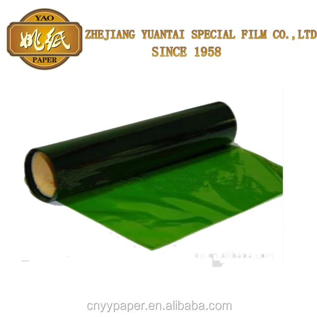 green cellophane paper in sheet