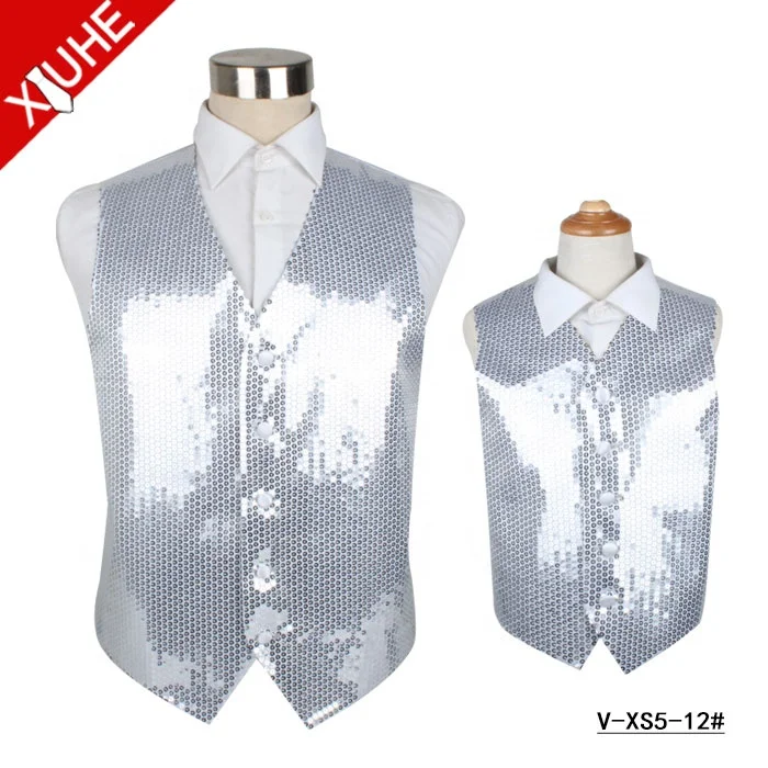 Chinese Supplier Colorful Dance Unisex Vest Party Dress Sequin Children Waistcoat for Men