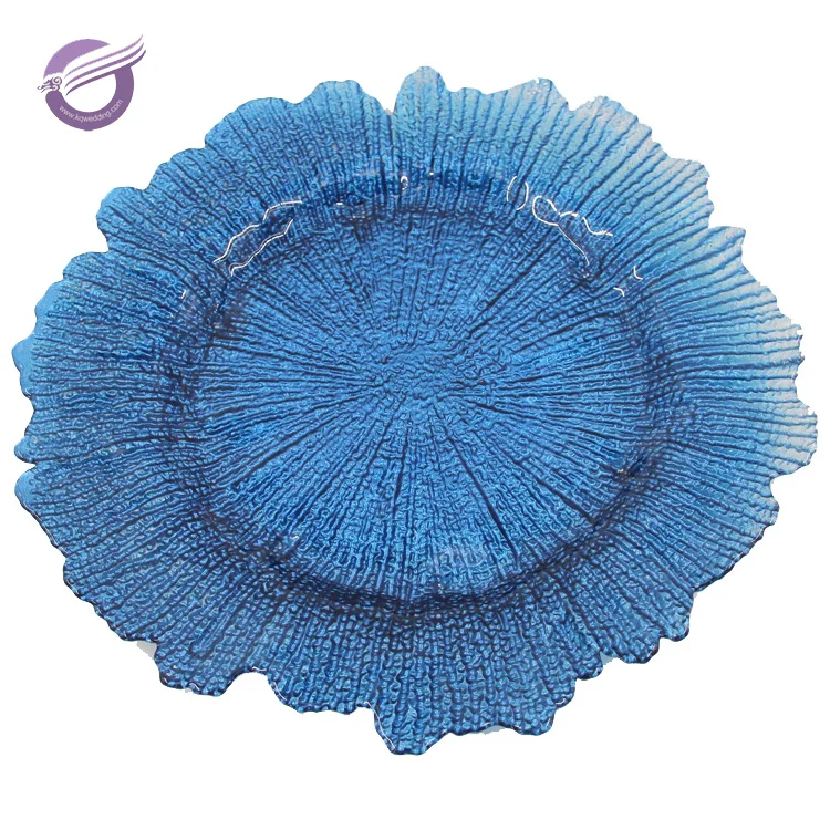 PZ29000 turquoise solstice sea sponge reef glass cheap charger plates wholesale canada