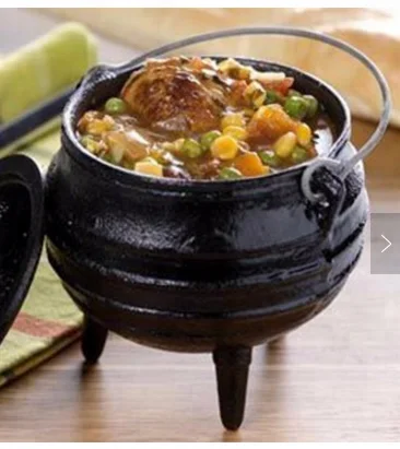 3 legs Footed Camp Small Cast iron Stock fire Potjie Cast iron Cauldron for Picnic